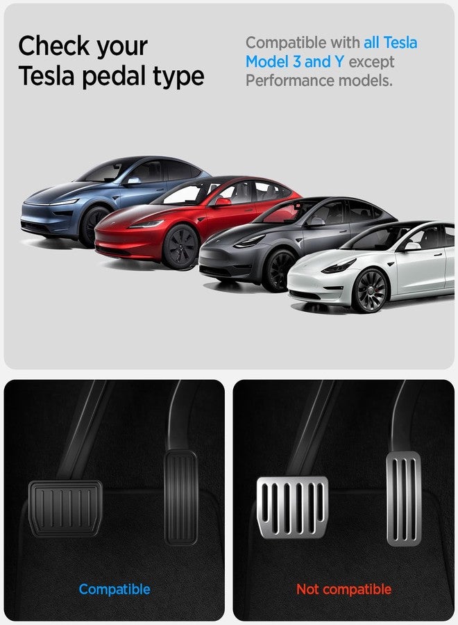 Spigen (Upgraded) Stainless Steel Performance Pedal Cover for All Model Y and Model 3 - for Model Y Juniper (Standard & Premium 2025/2026) and Model 3 Highland (Standard & Premium 2024/25/26) - Image 2